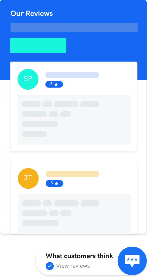 The Reviewdrop widget that appears on your website.
